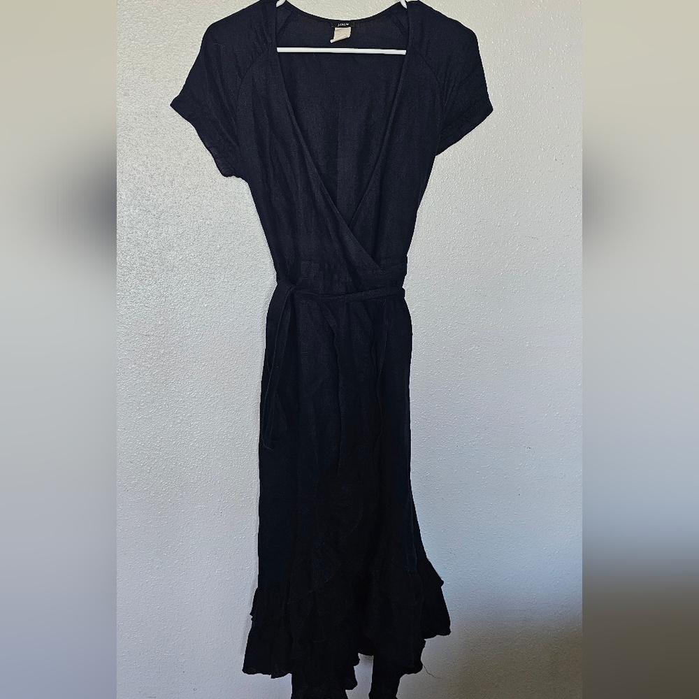 J. Crew Naby Blue Croosbody  Dress Garment 100 Linen